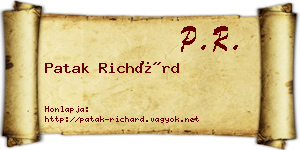 Patak Richárd névjegykártya